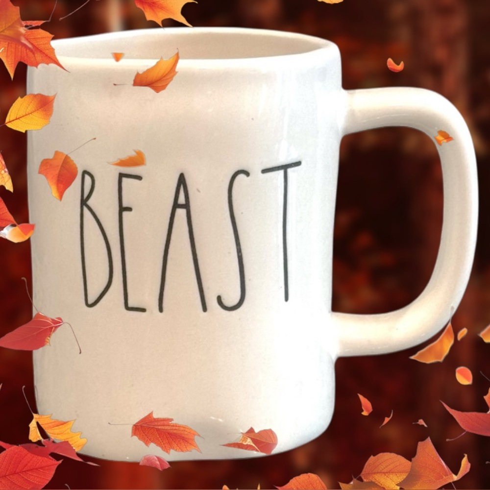Rae Dunn by Magenta Artisan Collection Glossy White “Beast” 20 oz Mug